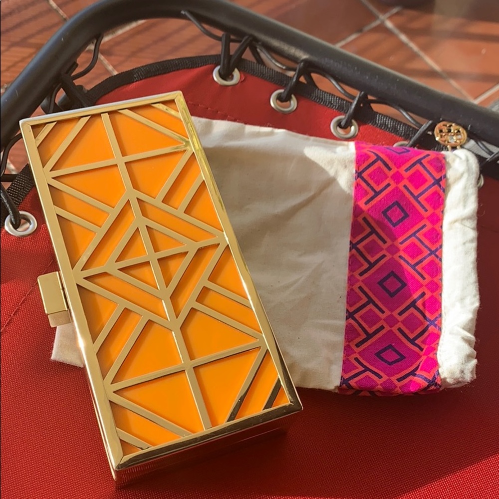 Orange and Gold Tory Burch Clutch
